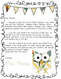 Letter from Teacher to Parents editable | Initials, Parents and 
