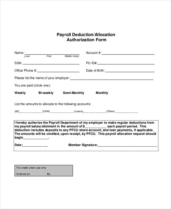 Payroll Deduction Form Template   10+ Free Sample, Example, Format 