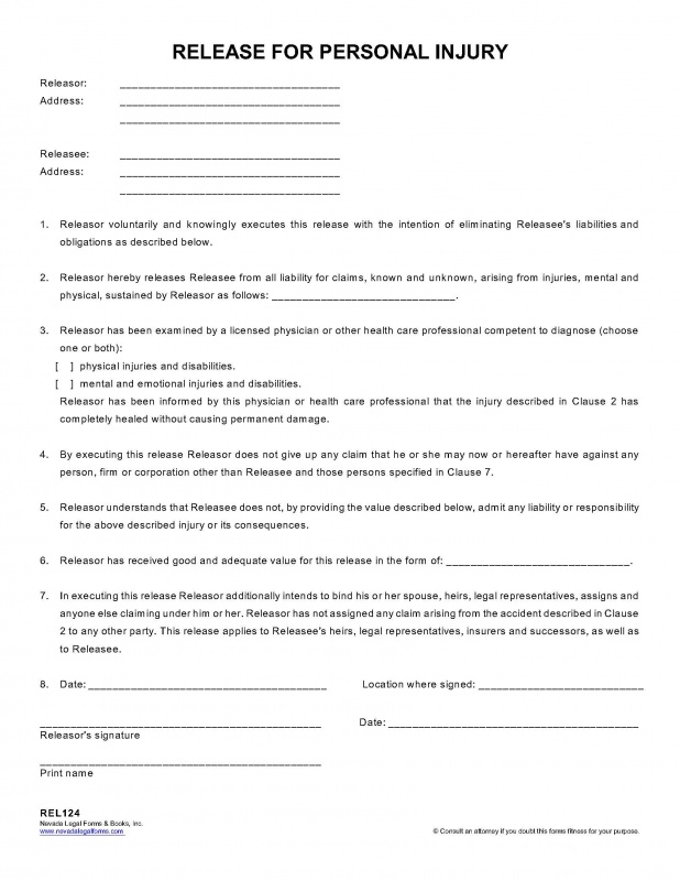 26 Images of Personal Liability Release Form Template | leseriail.com