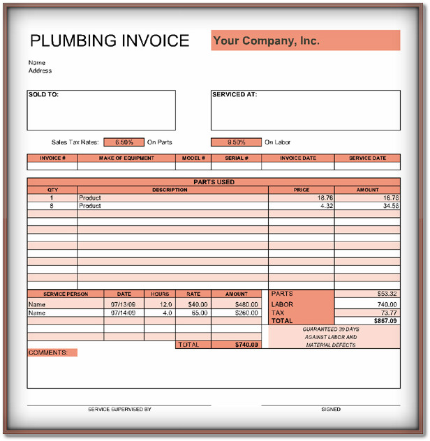 plumbing invoice template word   Roho.4senses.co