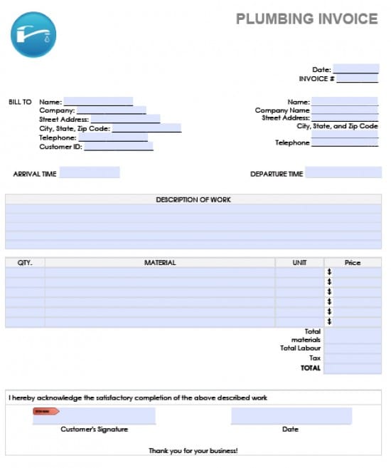 Free Plumbing Invoice Template | Excel | PDF | Word (.doc)