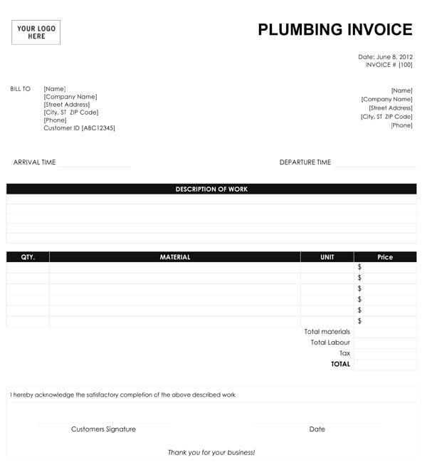 Plumbing Invoice Template – 9+ Free Templates in Word, PDF, Excel 