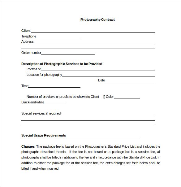 photography agreement template download portrait photography 