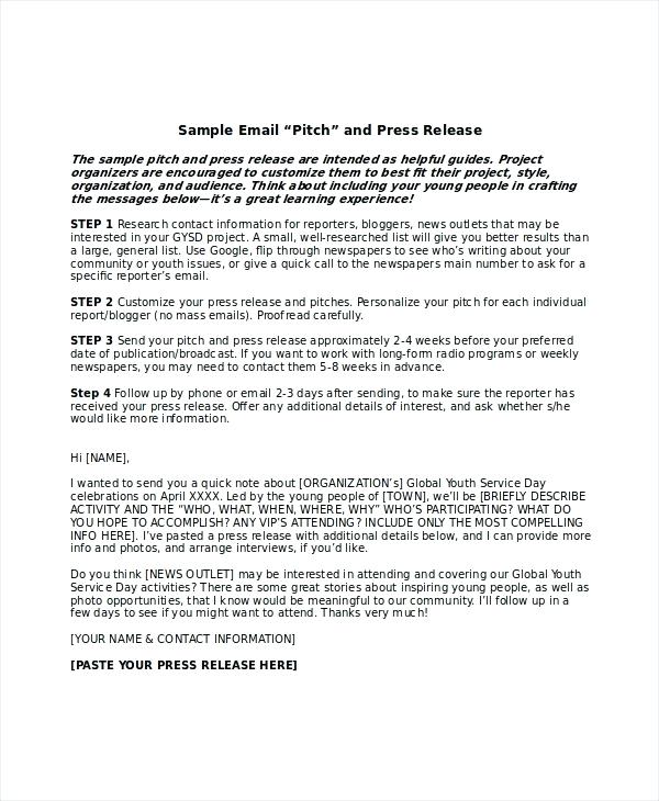 Press Release Email Template Press Release Email Template Sending 