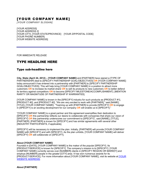 Press Release Email Template | beneficialholdings.info