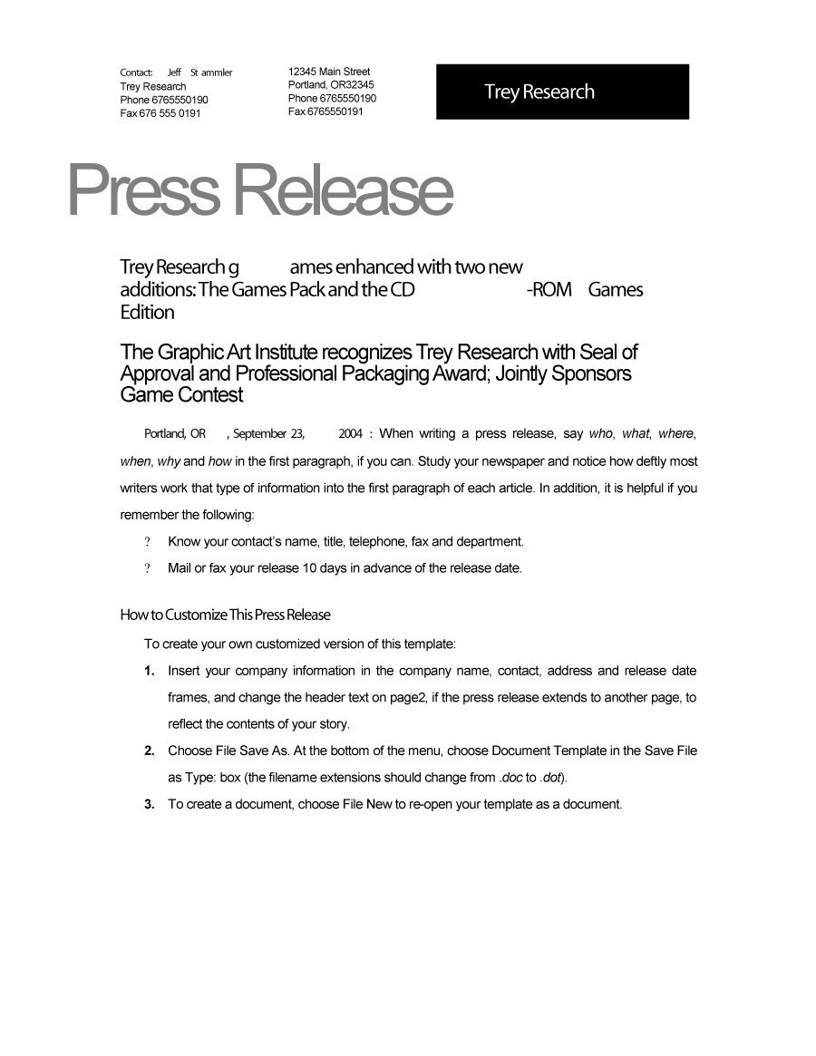 46 Press Release Format Templates, Examples & Samples   Template Lab