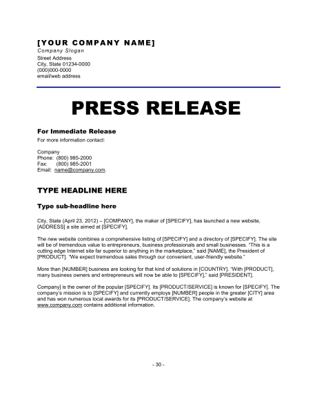 press release format   Roho.4senses.co