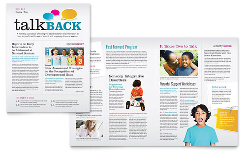 Speech Therapy Education Newsletter Template Design Stocklayouts 