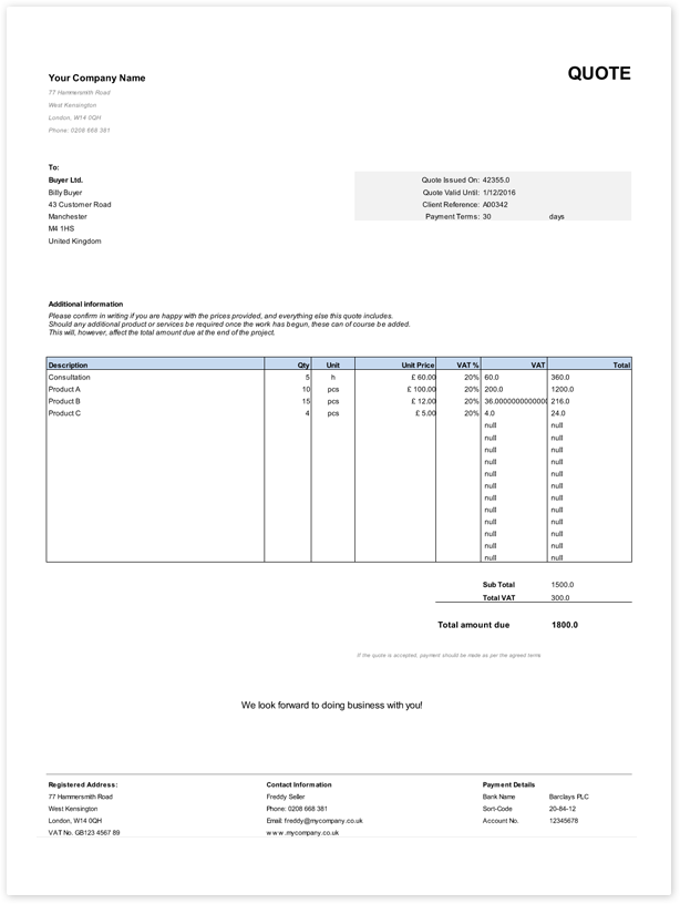 Invoice Quotes Ms Excel Sales Quote Invoice Template Word Excel 