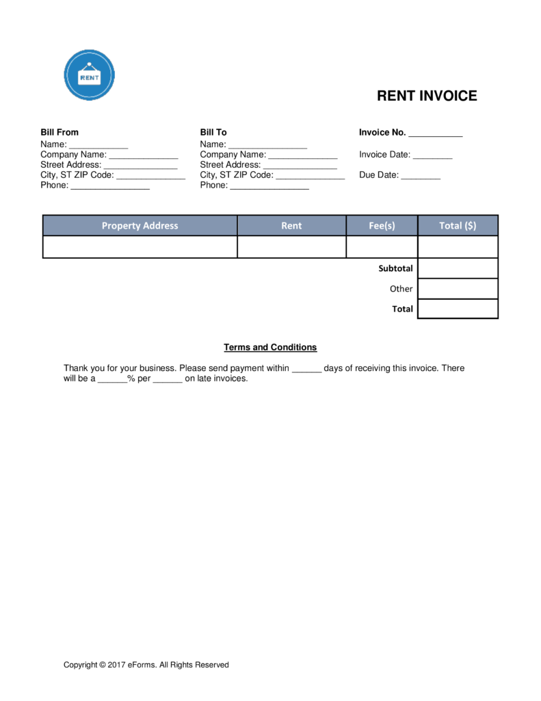 Word Rent Invoice Template