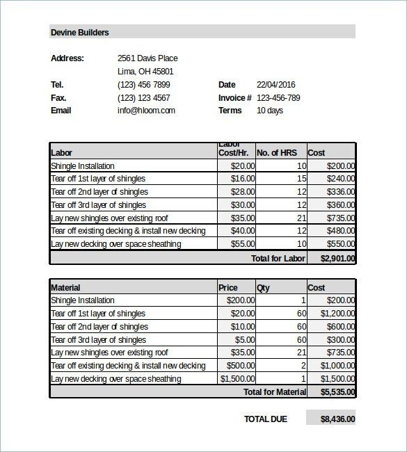Roof Estimate Template – Pertamini.co in Roofing Estimate Template