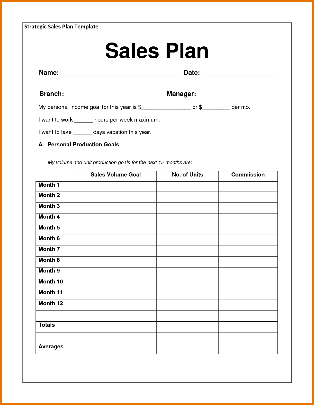 7+ sales goals template | Itinerary Template Sample
