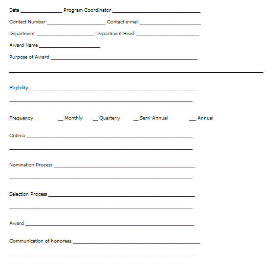 employee recognition nomination form template award nomination 