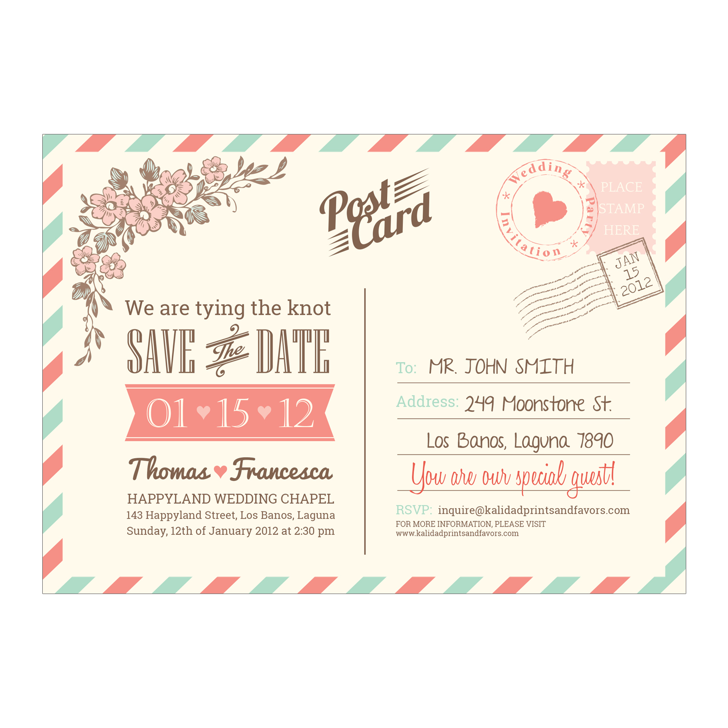 Save the Date Postcard Template with Photo & Chalkboard Type 