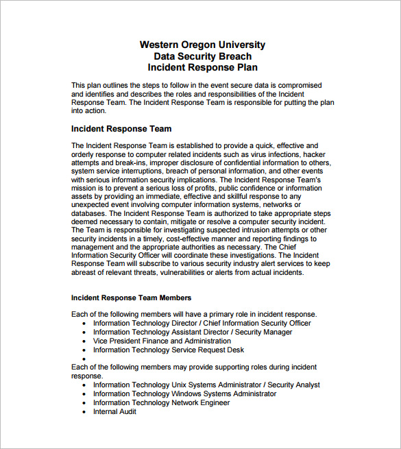 Incident Response Plan Template – 8+ Free Word, PDF Documents 