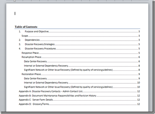 A Microsoft Word Document Template For Disaster Recovery Planning 