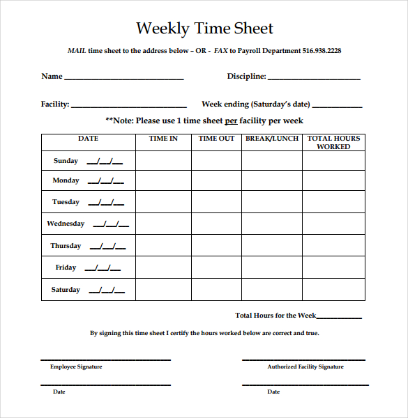 32+ Simple Timesheet Templates – Free Sample, Example Format 