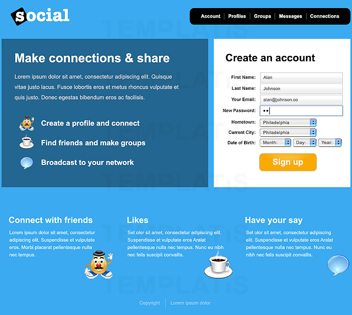 Social Website Template. facebook clone free oxwall social network 