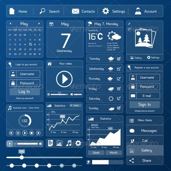 Flat User Interface Template by macrovector | GraphicRiver