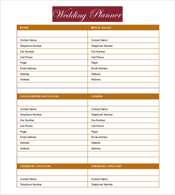 13+ Wedding Planner Templates – Free Sample, Example, Format 
