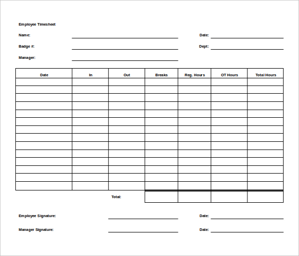 High Quality Weekly Employee Time Sheet Template Free Sample : vlashed