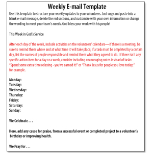 Volunteer Management Weekly Update Template