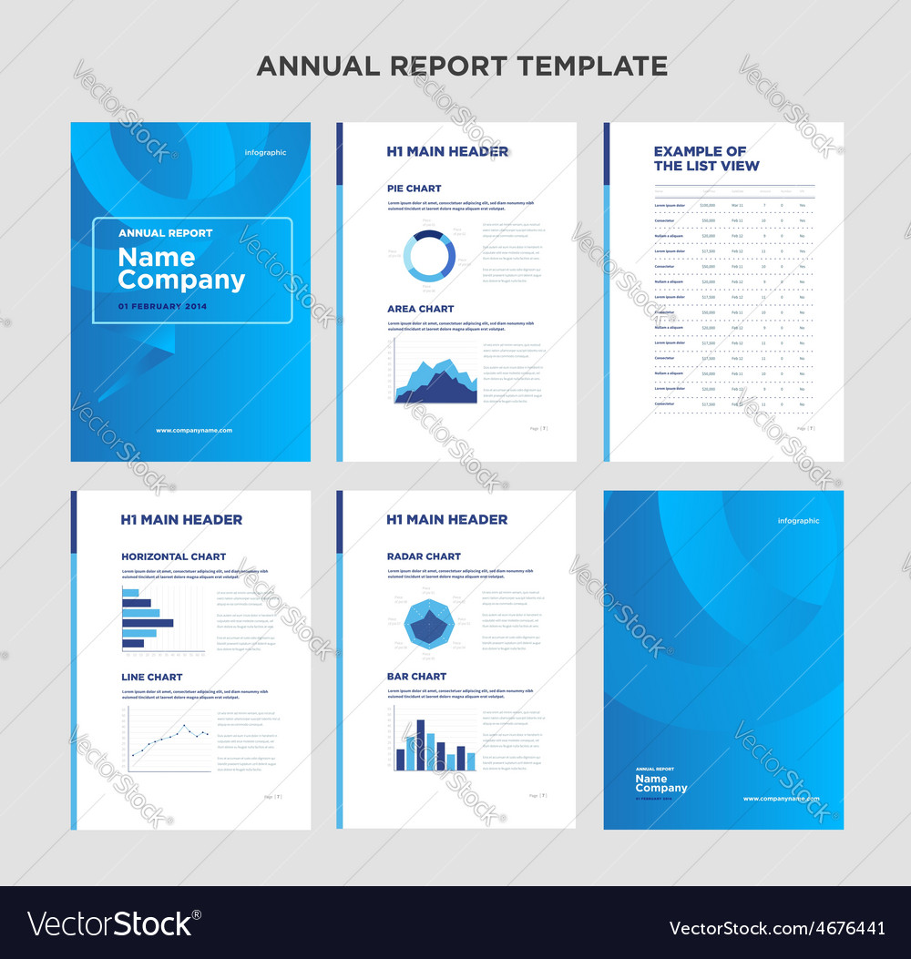 Modern Annual Report Template With Cover Design Vector Image 