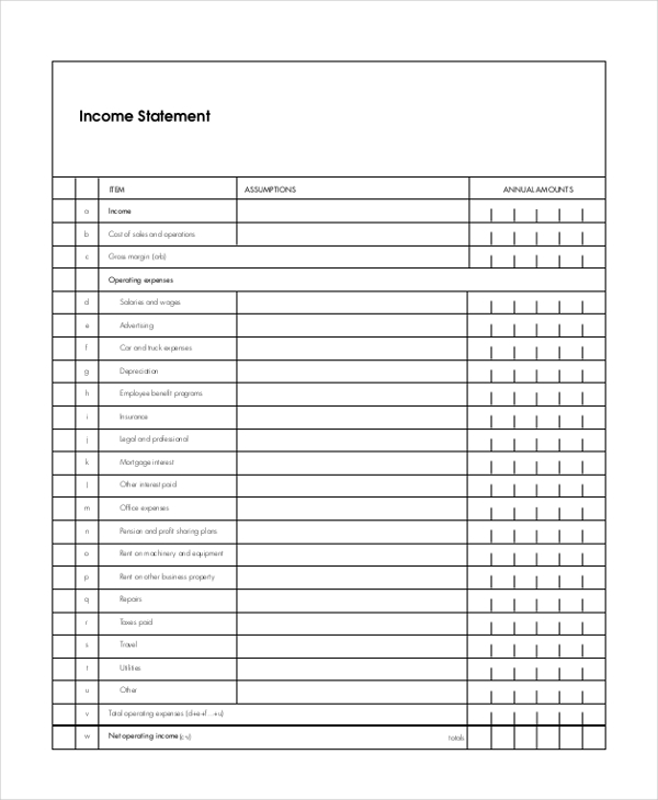 Awesome Blank Income Statement Form And Template Example : vlashed