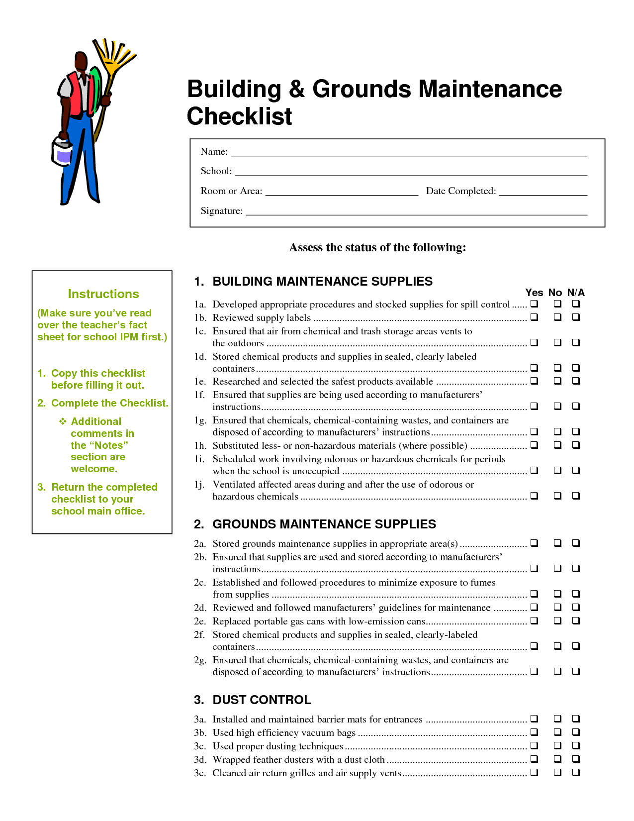 building maintenance checklist xls – el parga