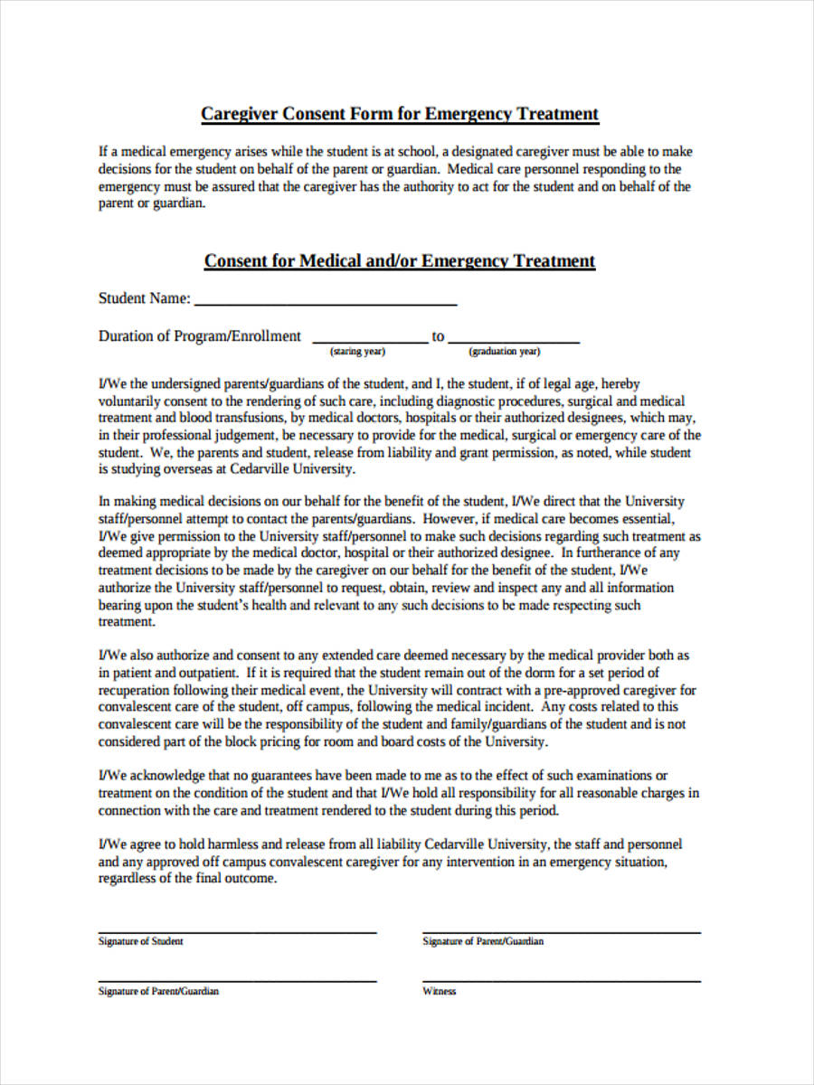 Caregiver Consent Form For Medical Treatment   PDF Format | e 
