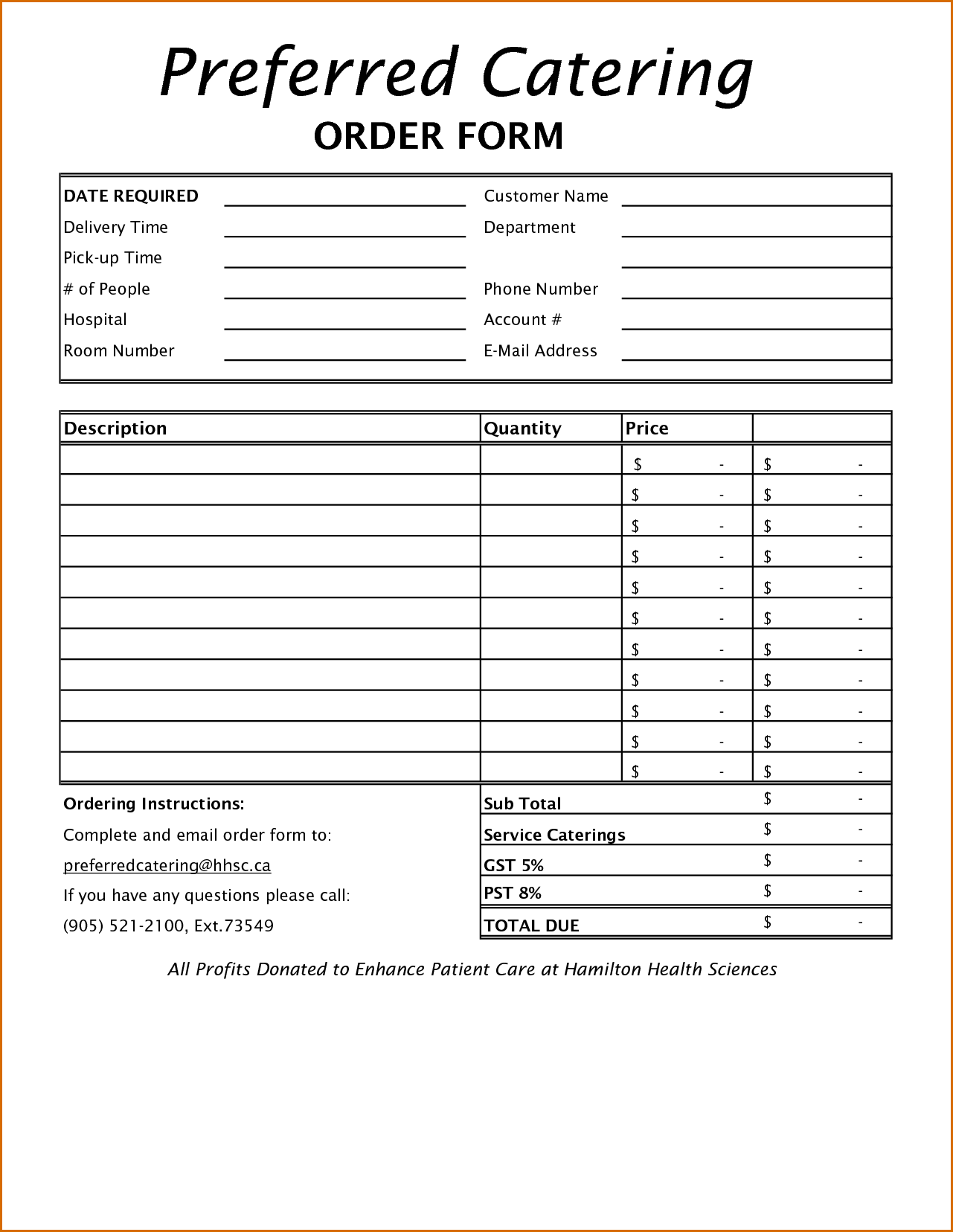 Catering order form template professional screenshoot forms 