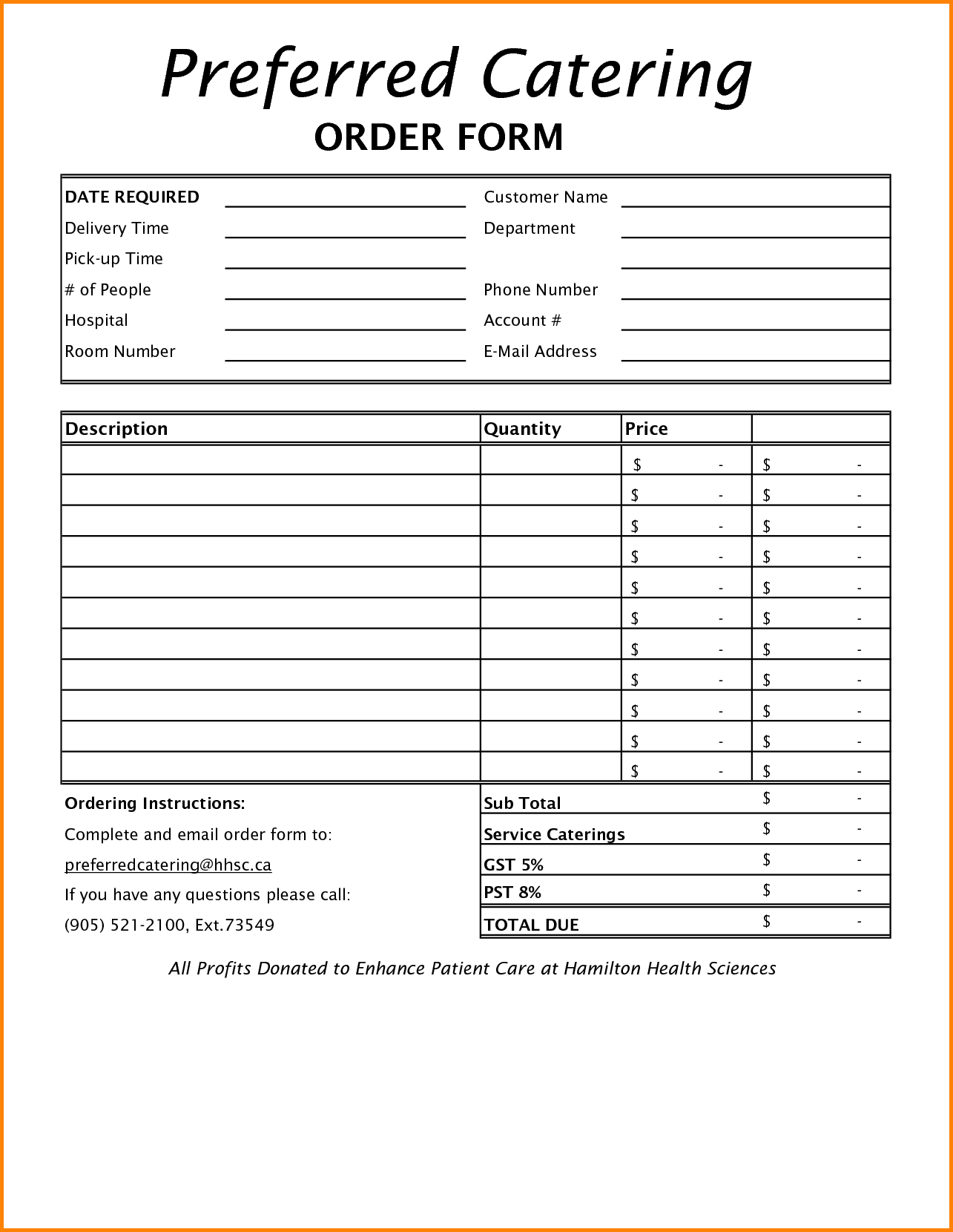 Catering order form template word infinite portray forms 7 