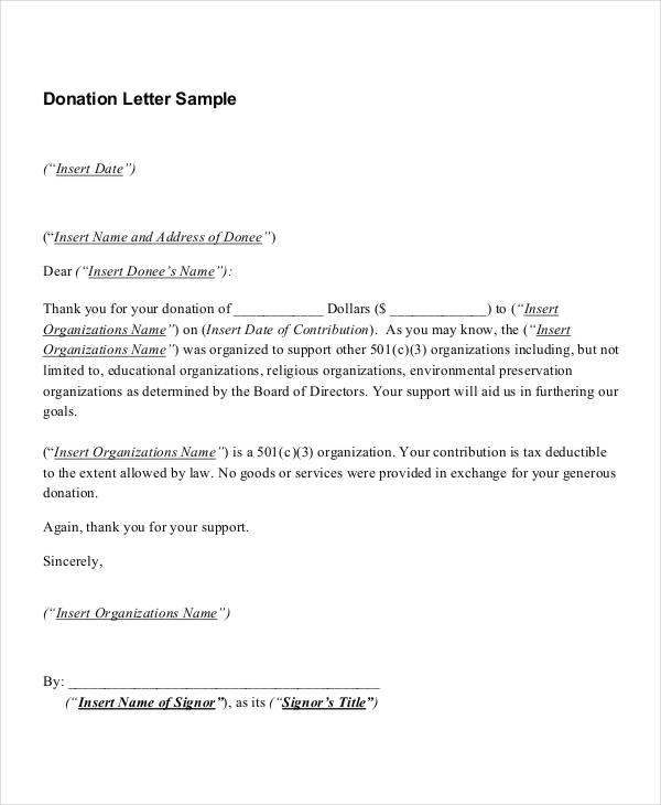 4+ charity donation letter template | driver resume