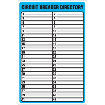 Circuit Breaker Directory Template Free   Wiring Circuit •