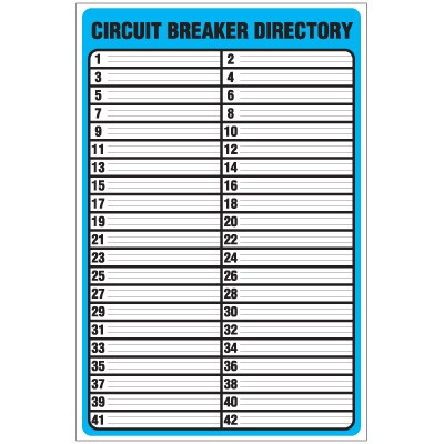 Circuit Breaker Directory Template | beneficialholdings.info