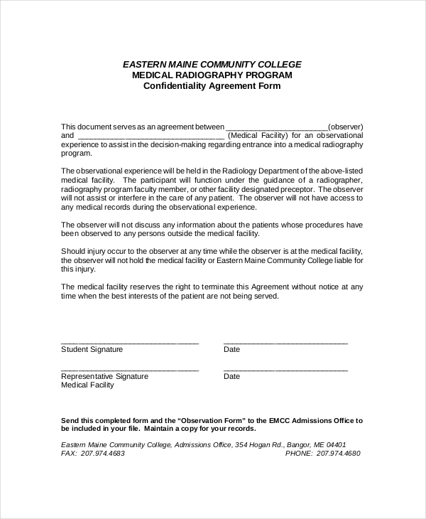 confidentiality agreement form template confidentiality agreement 