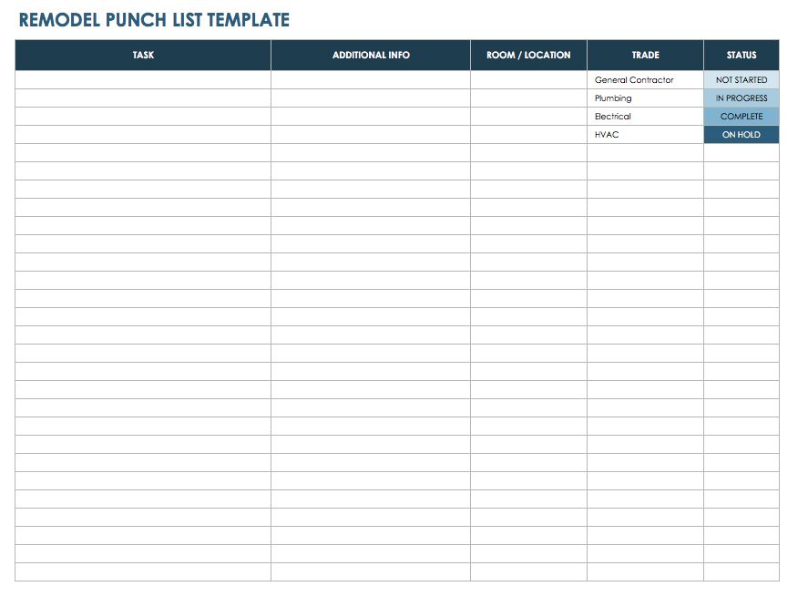 7 Free Sample Construction Punch List Templates   Printable Samples