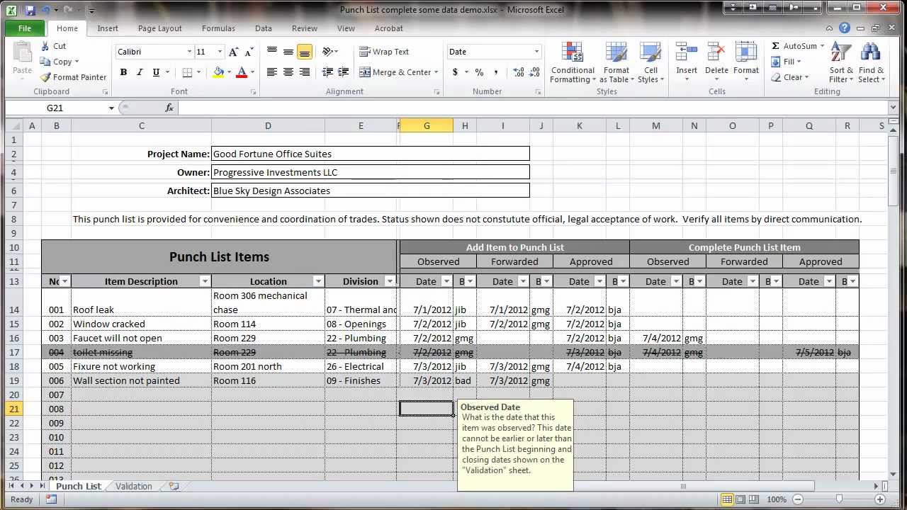 Free Construction Punch List Template | aboutplanning.org