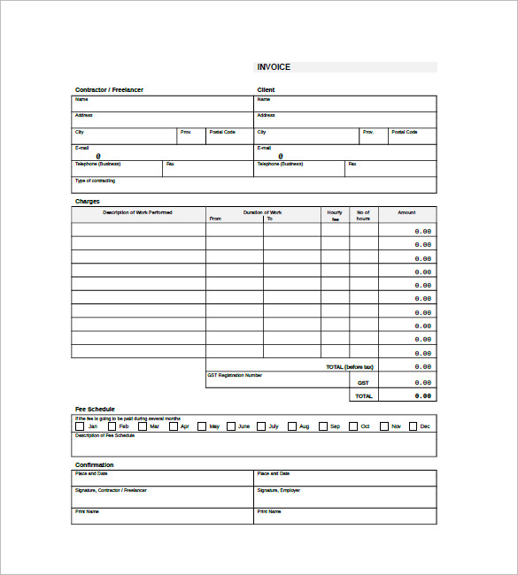 Contractor Invoice Form   Serjiom Journal