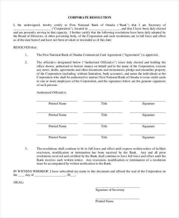 Corporate Resolution Form   7+ Free Word, PDF Documents Download 