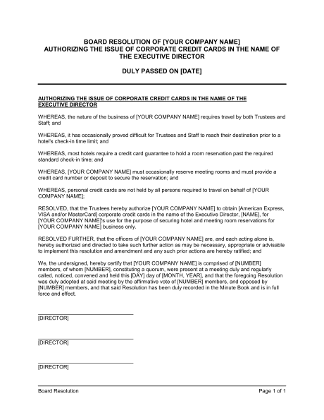 Corporate Resolution Form   7+ Free Word, PDF Documents Download 