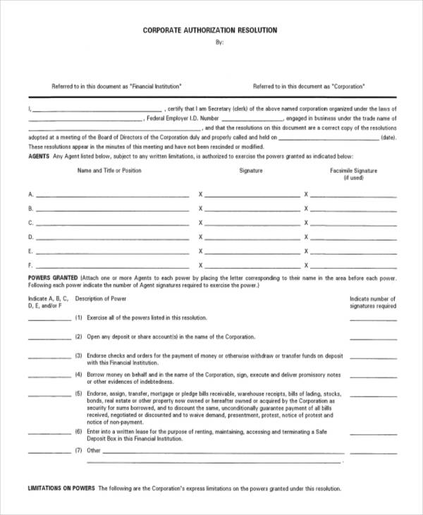 Corporate Resolution Document   Fill Online, Printable, Fillable 