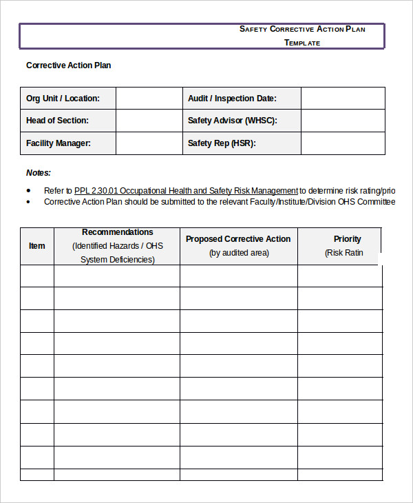 Corrective Action Plan Template   14+ Free Sample, Example, Format 