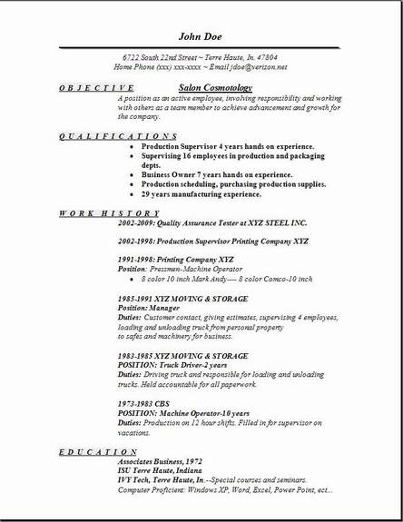 Cosmetologist Resume Samples Just Out Of School   http:// 