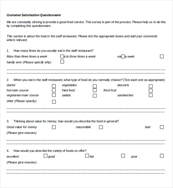 Customer Satisfaction Survey Template Word Document For 