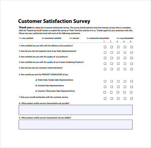 Customer Satisfaction Survey Templates Word Templates Resume 