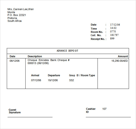 Deposit receipt template word release meanwhile – dacost.info