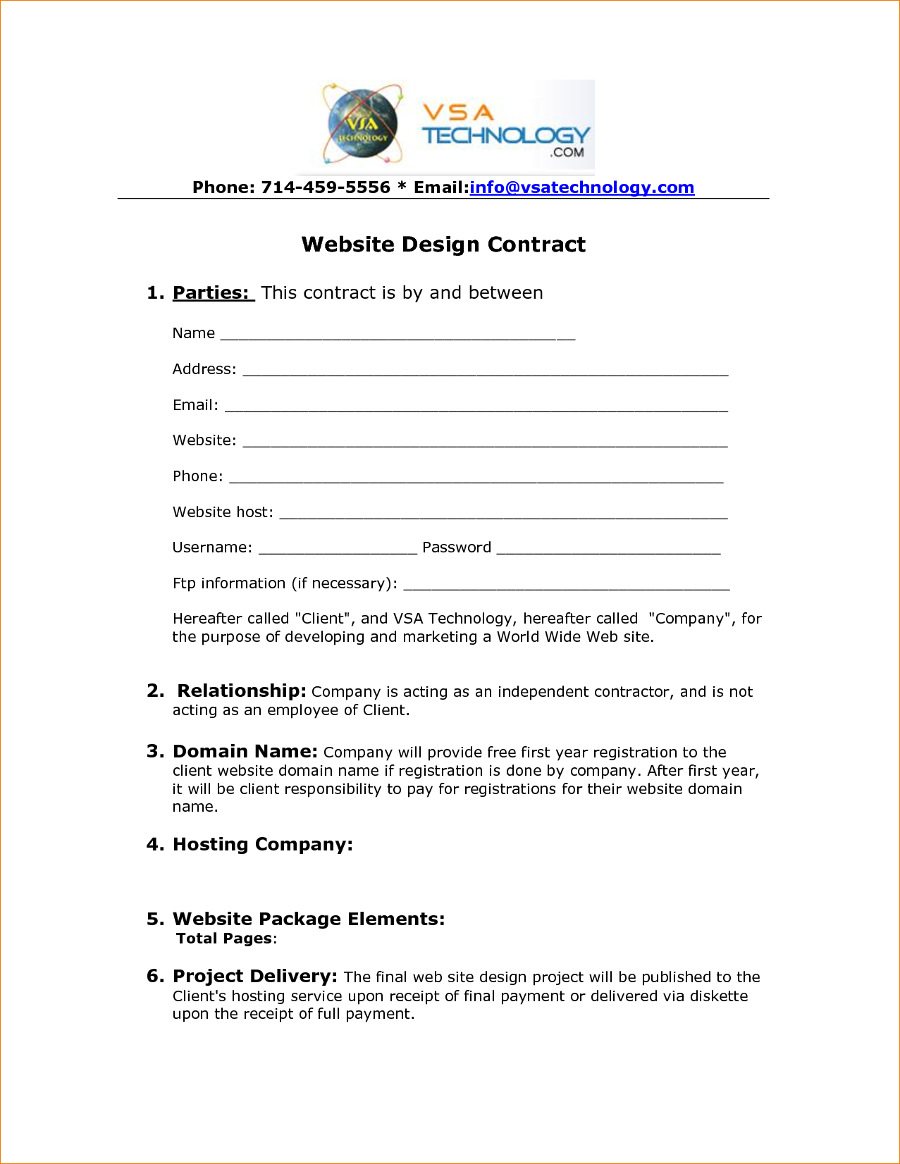 Email Contract Template With 7 Web Design Contract Template 