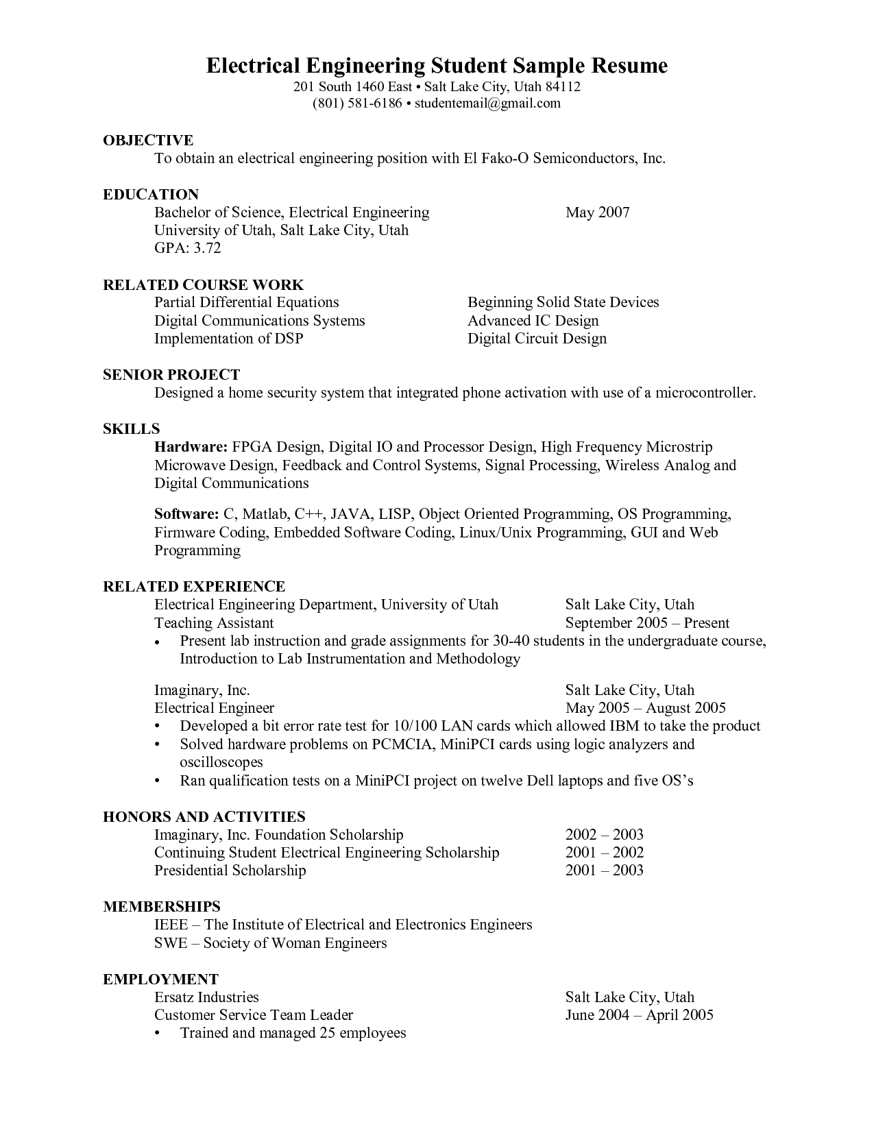 resume format for engineering students   Ecza.solinf.co
