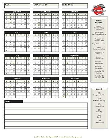 Amazon.: The Calendar Spot   Employee Attendance Calendar   25 